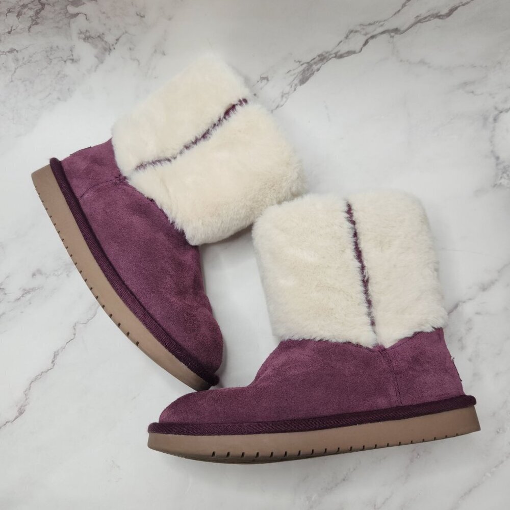 UGG Koolaburra Girls Aubrie Short Purple Boots Faux Fur Lining Youth 2 - Picture 6 of 9
